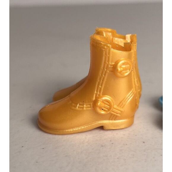 Barbie doll KEN Shoes Black & Gold Boots & Blue Sandal Flip Flops Lot 3 Pairs - Picture 3 of 12